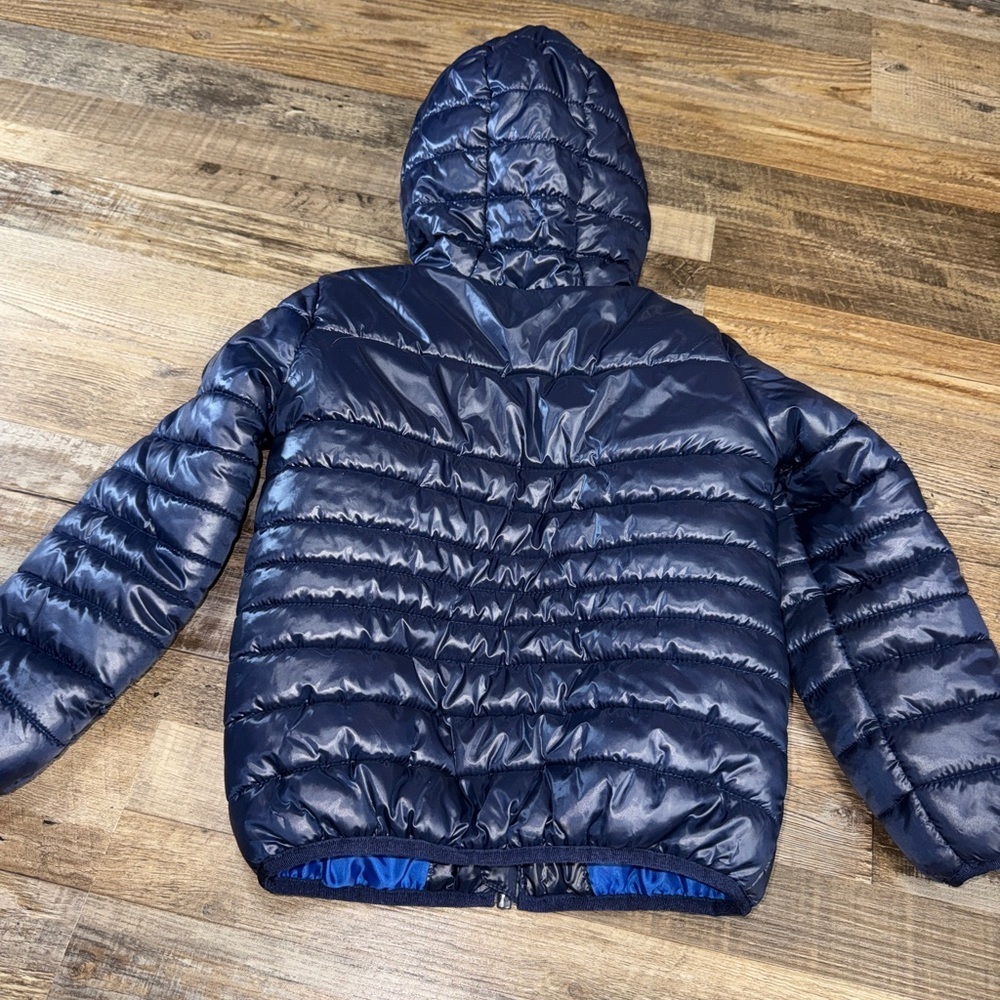 Boys Nike Small Navy Blue Hooded Puffer Jacket Fleece Lined Coat Size 5 - Picture 7 of 8